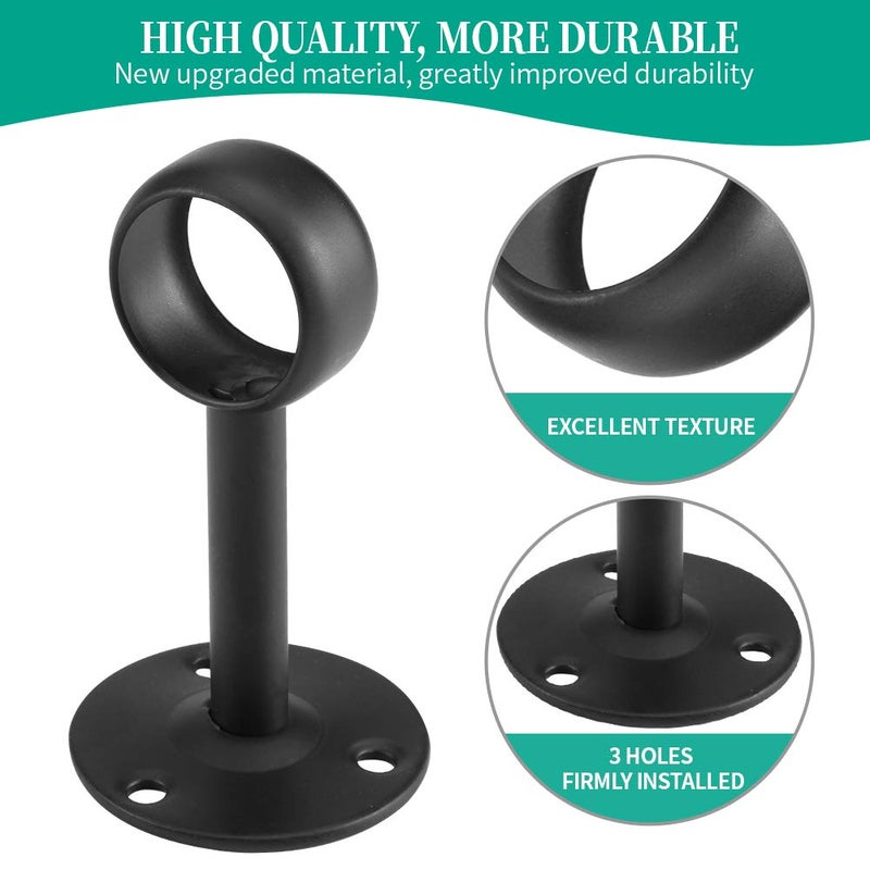 Anndason Curtain Rod Bracket Holders (Ceiling-Mount, 4 PCS, Black) - Image 2